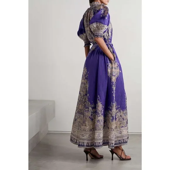 Zimmermann Blue and Gold Maxi Dress - Picture 3 of 11